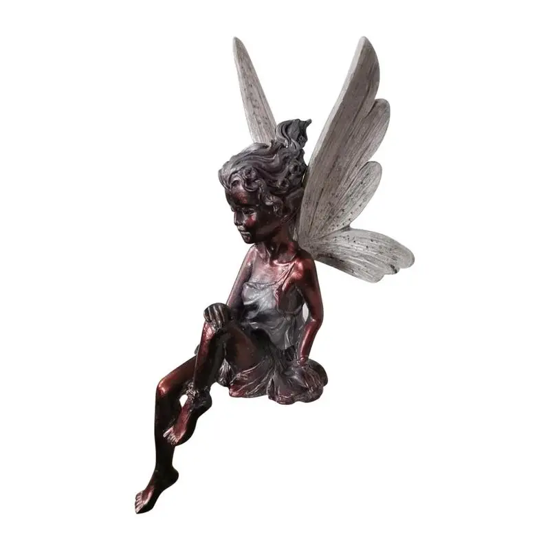 

3D сидячий цветок фея статуя Resine Современная фотография для помещения газон фонтан Пруд Счастливый Ангел статуя