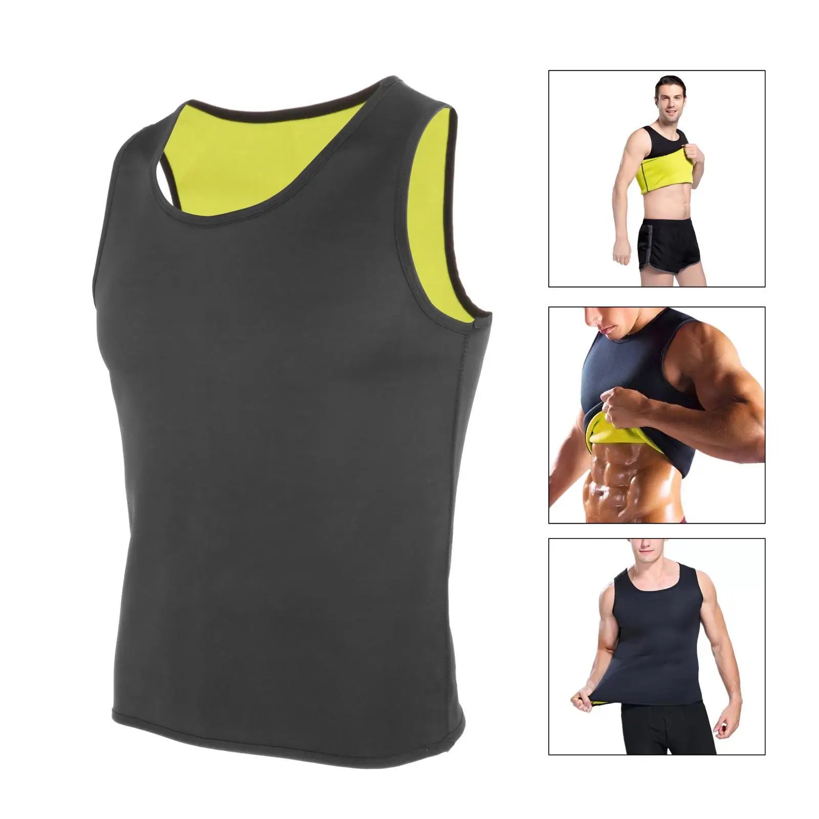 Men’s Sauna Vest Slimming Waist Trainer Neoprene Sweat Tank Top Fat Burner Shapewear Shirt for Fitness and Weight Loss