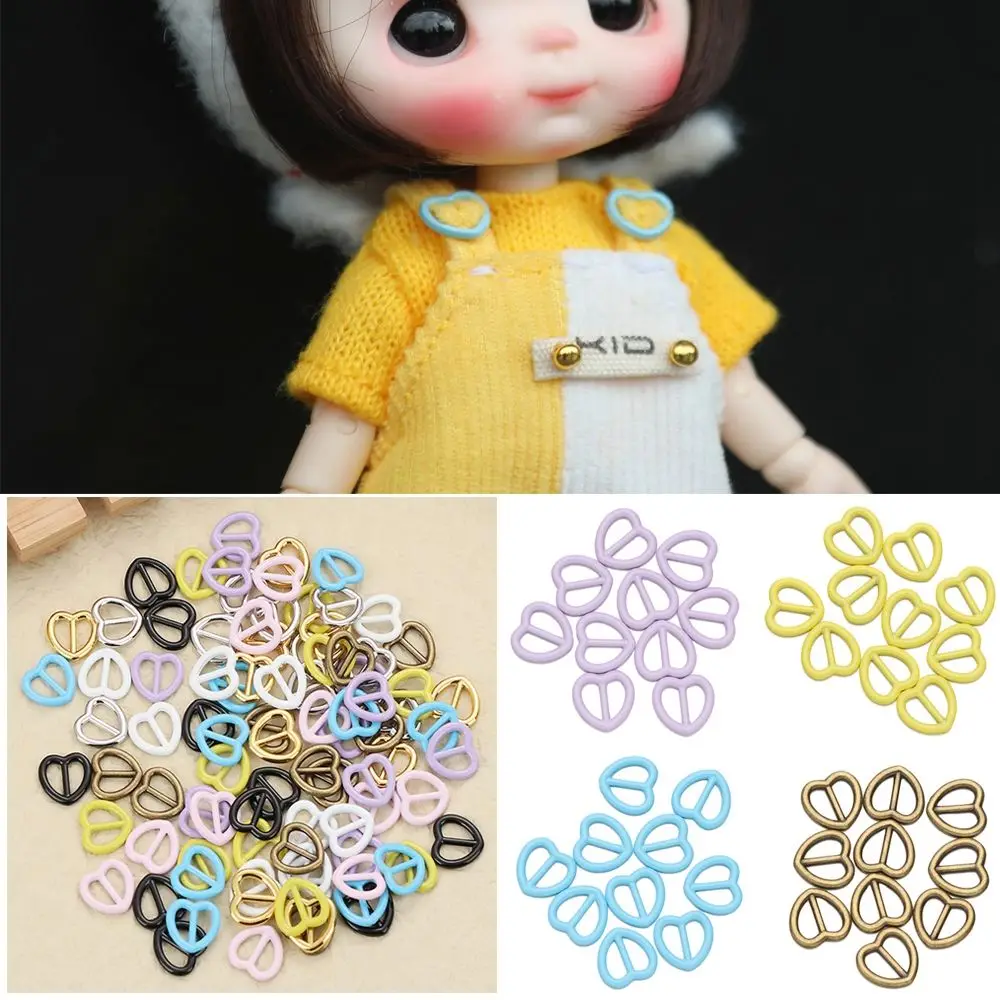 Newest 5mm Stuffed Toys Mini Ultra-small Heart Shape Buckle Diy Dolls Buckles Belt Buttons Doll Bags Accessories trendy bag chain for handbags decorative butterfly heart purse handle metal chain shoulder strap replacement bags accessories