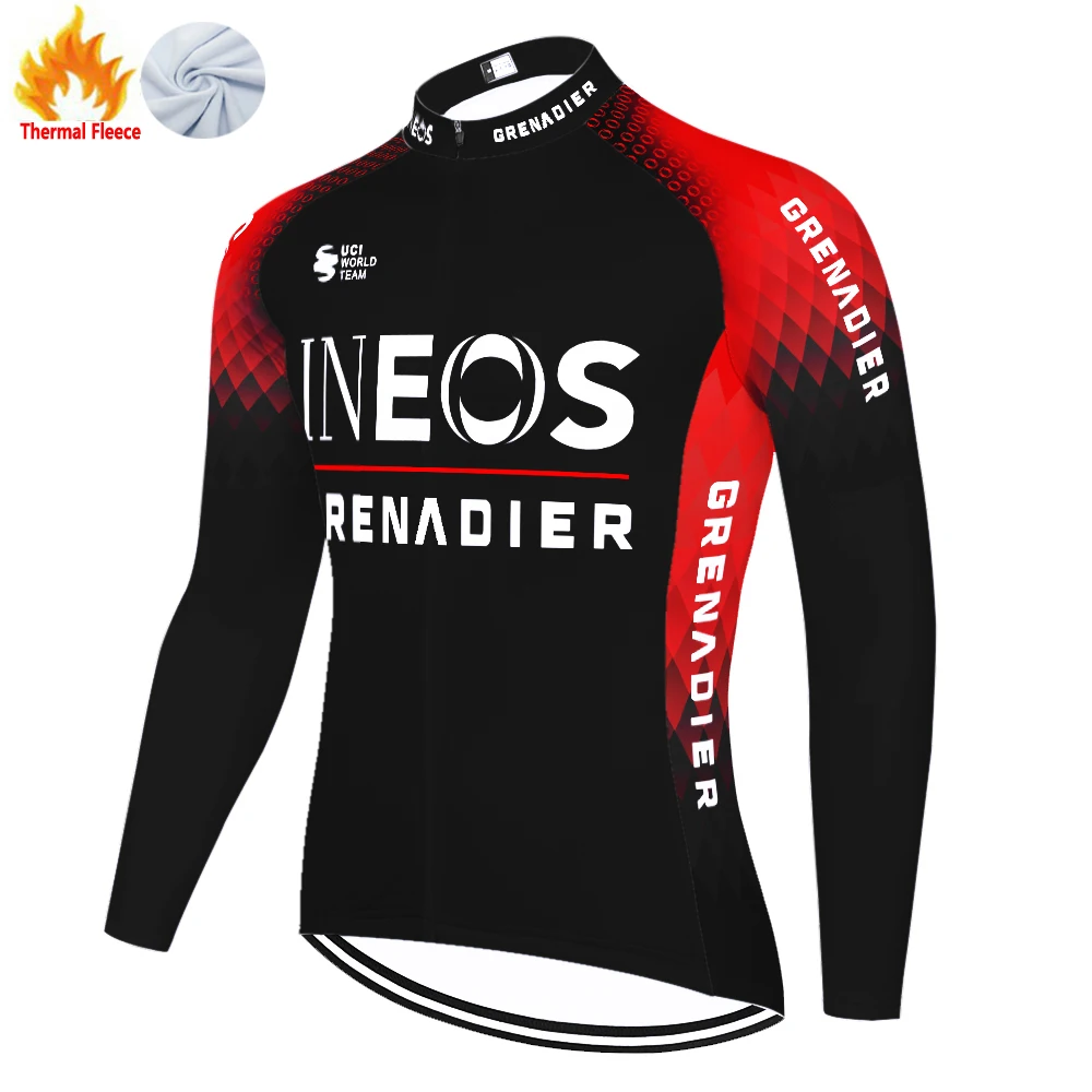 ineos cycling jersey men Long Sleeve bike jersey men winter thermal fleece grenadier cycling clothing MTB maillot ciclismo