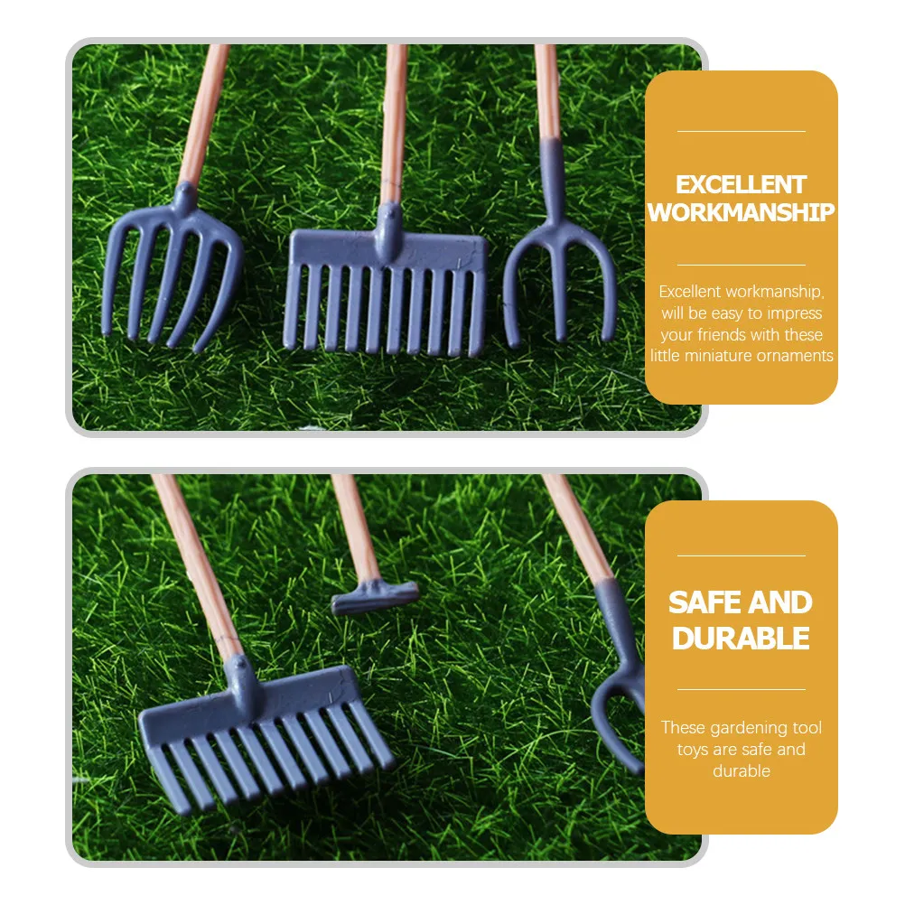 4Pcs 미니어처 정원 도구 세트 디자인 미니 조경용 수제 공예품 식물 장식 선물 어린이용
