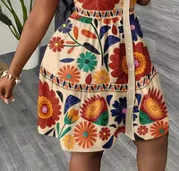 Robe chemise d'été pour femme 2026 à imprimé floral, manches bouffantes, ourlet à volants, coupe trapèze, mini-robe 5