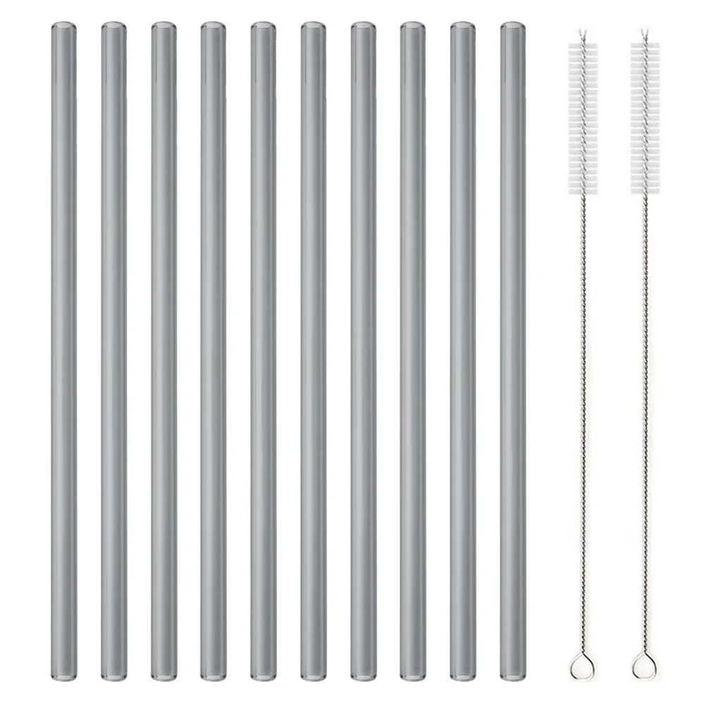 Eco-Friendly Reusable Glass Drinking Straws - Set of 12 for Smoothies & Cocktails