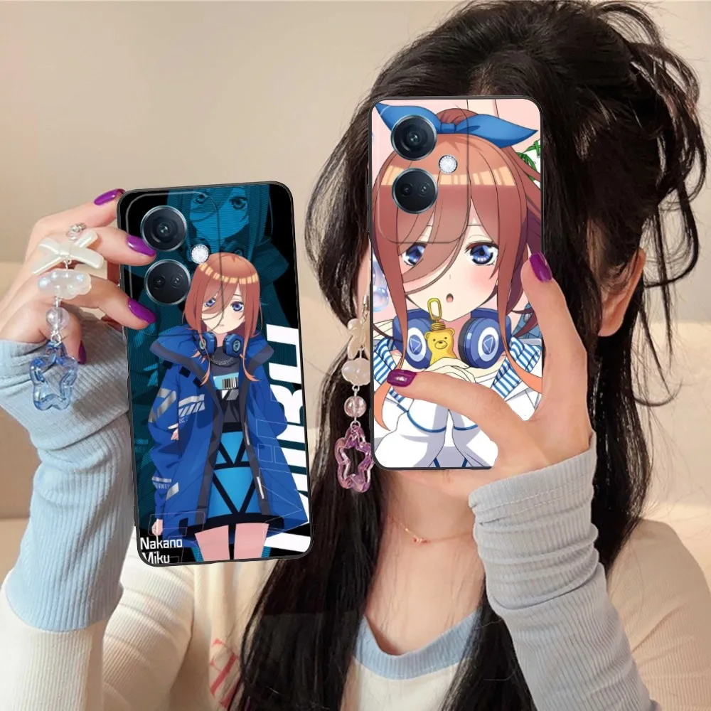 Nakano Miku Mobile Cell Phone Case For Oppo Find X5 X3 X2 A93 Reno 8 7 Pro A74 A72 A53 Black Soft Phone Cover Funda