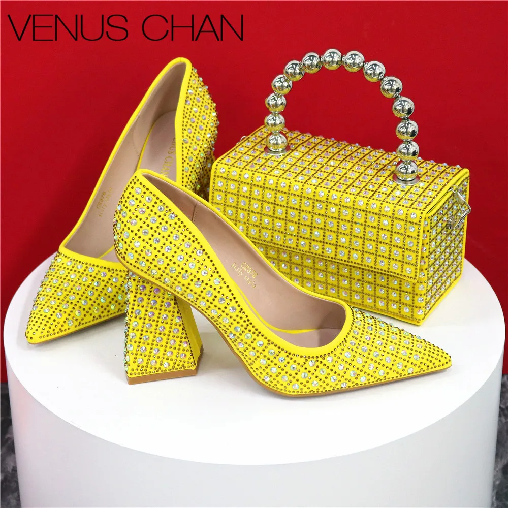 

Женские высококачественные туфли-лодочки и сумка, итальянская модная дизайнерская сумка желтого и золотого цвета для Нигерии, свадебной вечеринки