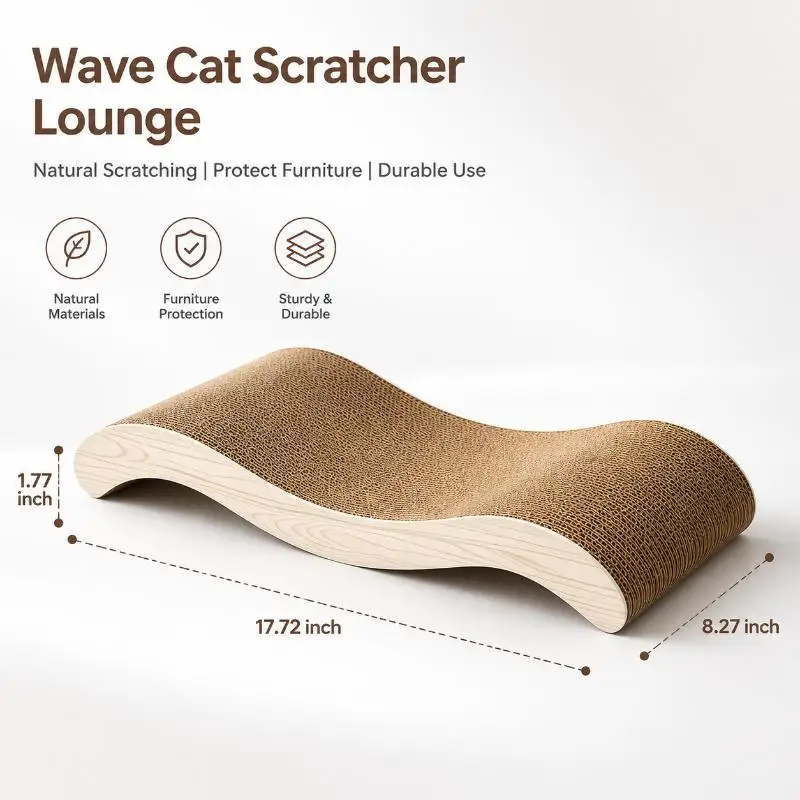 Ergonomic Wave Shaped Cardboard Cat Scratcher Durable Indoor Sleeping Bed Rest Pad For Cats