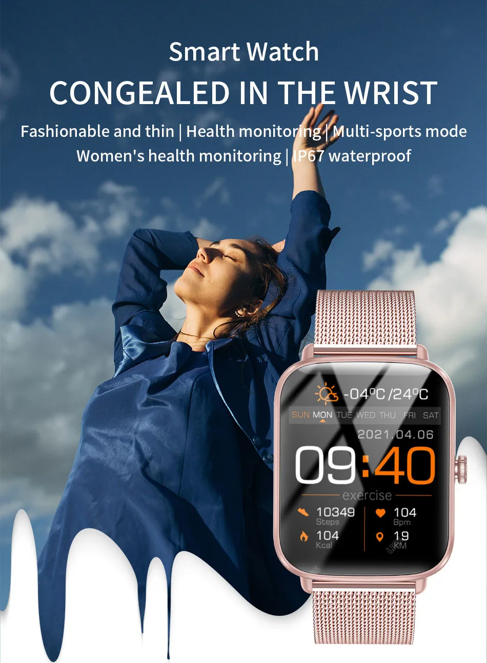 2022 LIGE New Women Smart Watch Heart Rate Monitor Health Sport Watches Life Waterproof Women Smartwatch For Huawei Xiaomi Apple