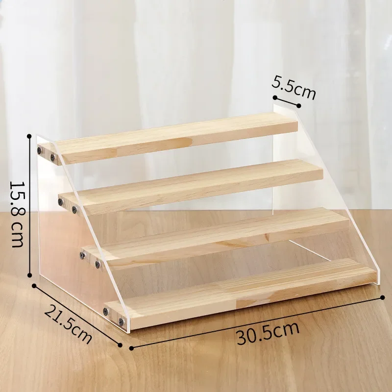 2-7 Layer Acrylic Wood Display Stand Cosmetic Perfume Cupcakes Holder Showcase Organizer Doll Mini Figure Toy Model Storage Rack 5