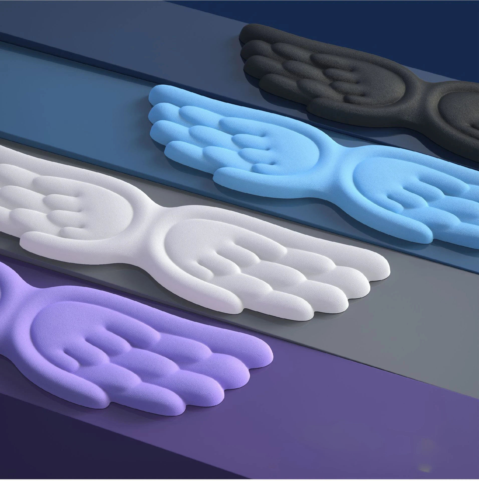 Ergonomic Mouse Pad Wrist Rest Waterproof Leather Office Wrist Rest Pad with Wings Design Keyboard Hand Rest