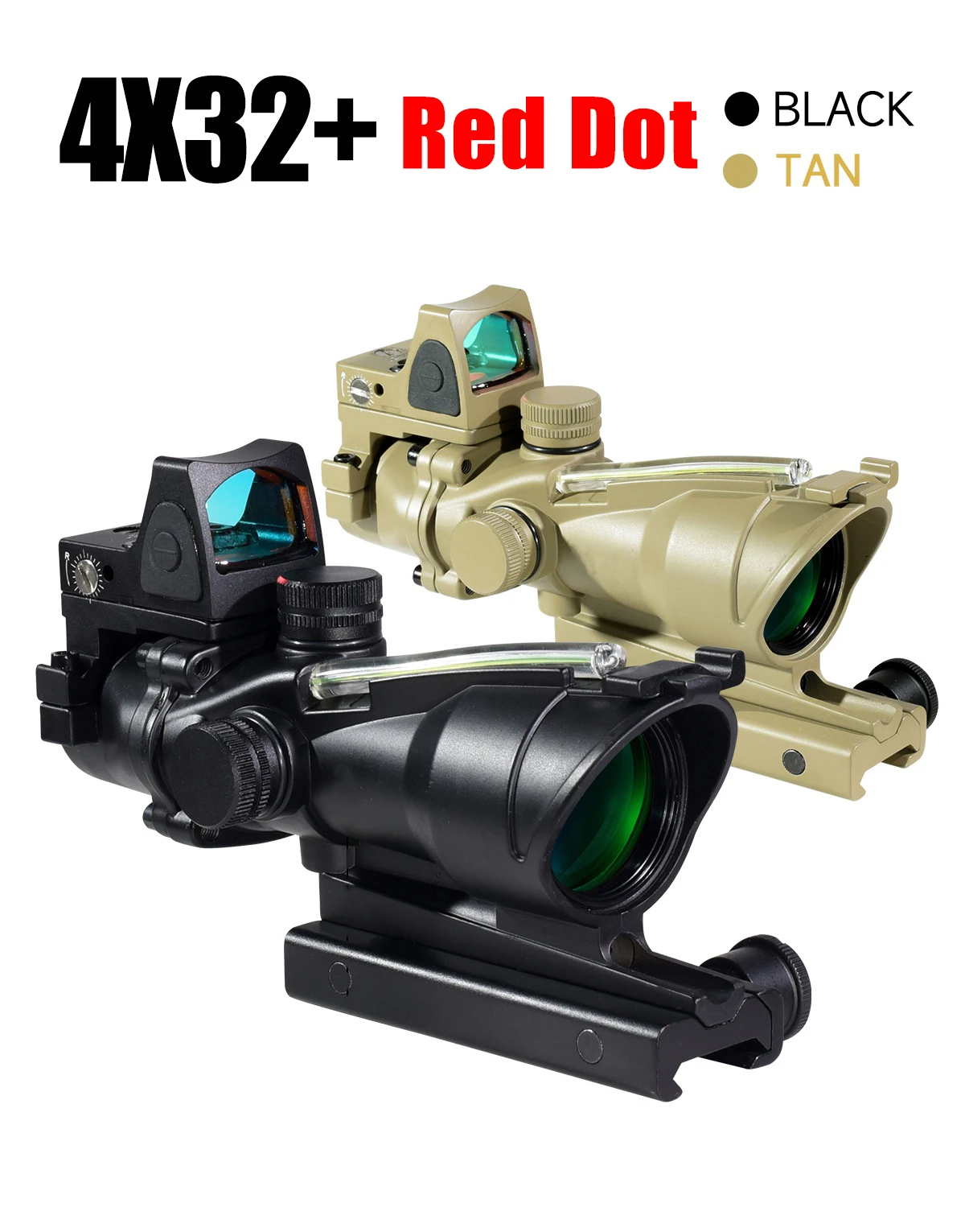 Description Picture 2 of item4X32 Red Dot Real Fiber Optics Sight with Red Green Dot Illuminated RifleScope Etched Reticle Reflex Hunting Scope