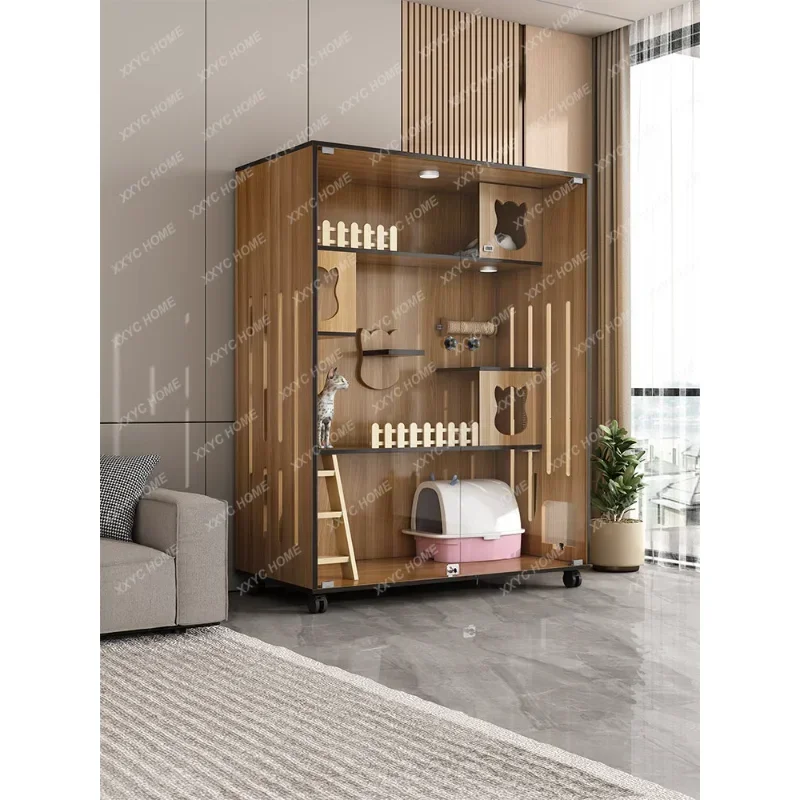 Cat Villa Cage Home Indoor Cattery House Cabinet Large Space Nest