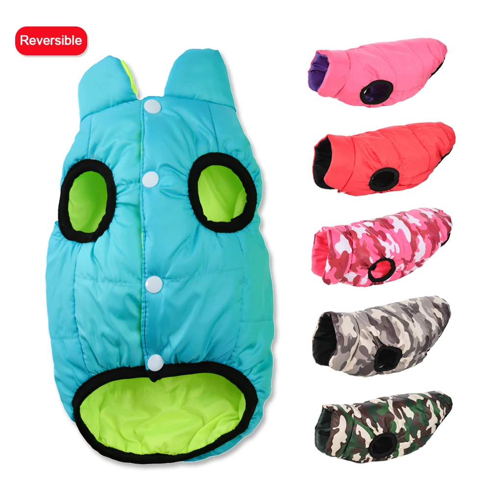 Roupas quentes impermeáveis para cães pequenos e médios gatos reversíveis jaqueta de inverno para animais de estimação colete acolchoado leve casaco de cachorro fantasia