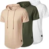 Short Sleeve Hoodie T-shirt for Men Lightweight Breathable Fashion Sports Fitness Running Tops Simple Style Male T-shirts
