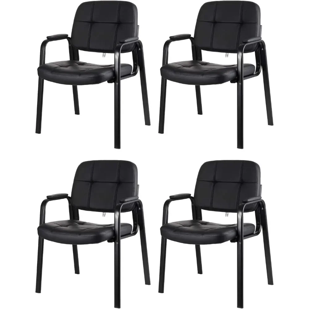 

CLATINA Waiting Room Guest Chair with Bonded Leather Padded Arm Rest for Office Reception and Conference Desk Black 4 Pack
