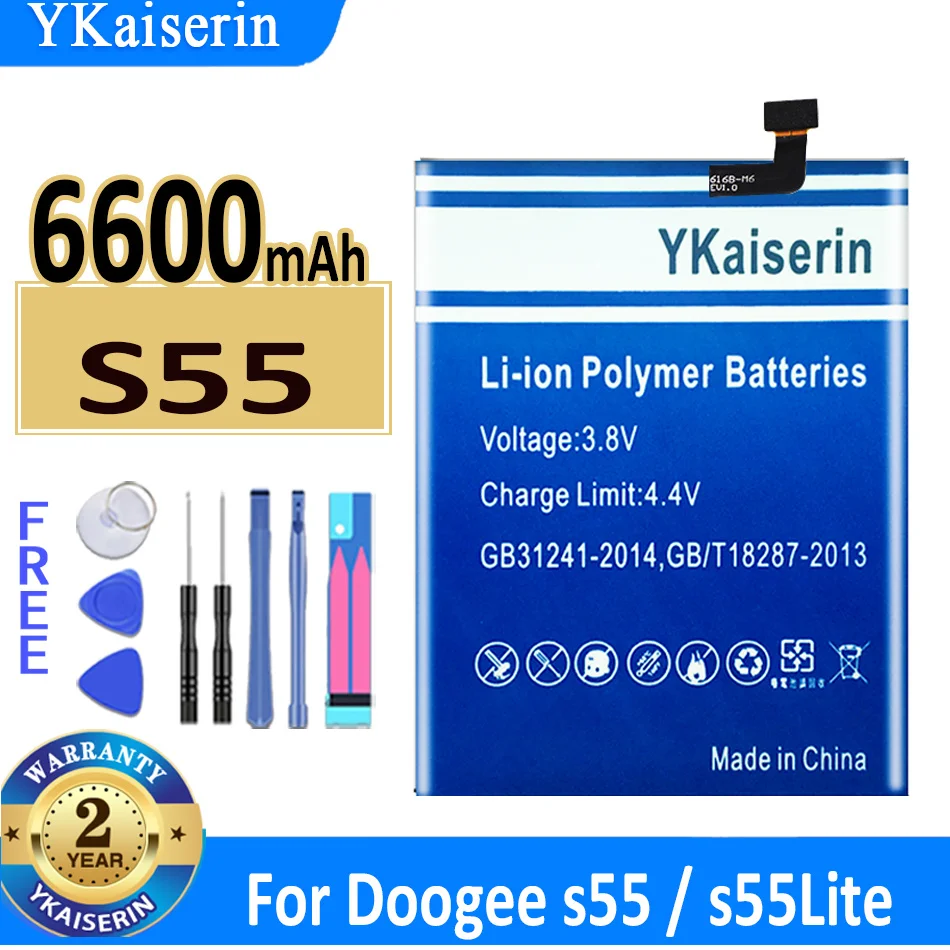 

YKaiserin Battery S 55 6600mAh for Doogee S55 / S55Lite S55 Lite S 55 Lite New Bateria + Track Code