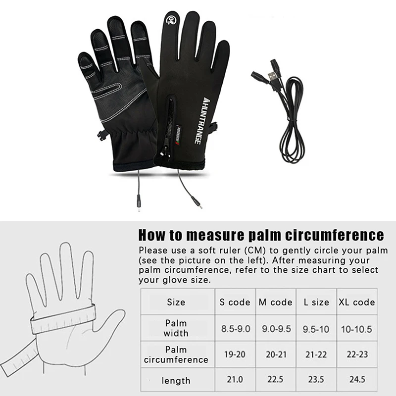 Heated Gloves Winter Liner Charge Electric Full Finger Gloves Men Cycling Skiing Fishing Biker Bicycle Accessories