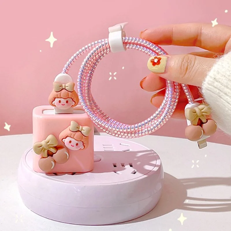 Cartoon Cute Charger Protector Per Apple Iphone 14 13 18/20W Cover Protettiva Per Caricabatterie Per Iphone Data Cable Protector Shell