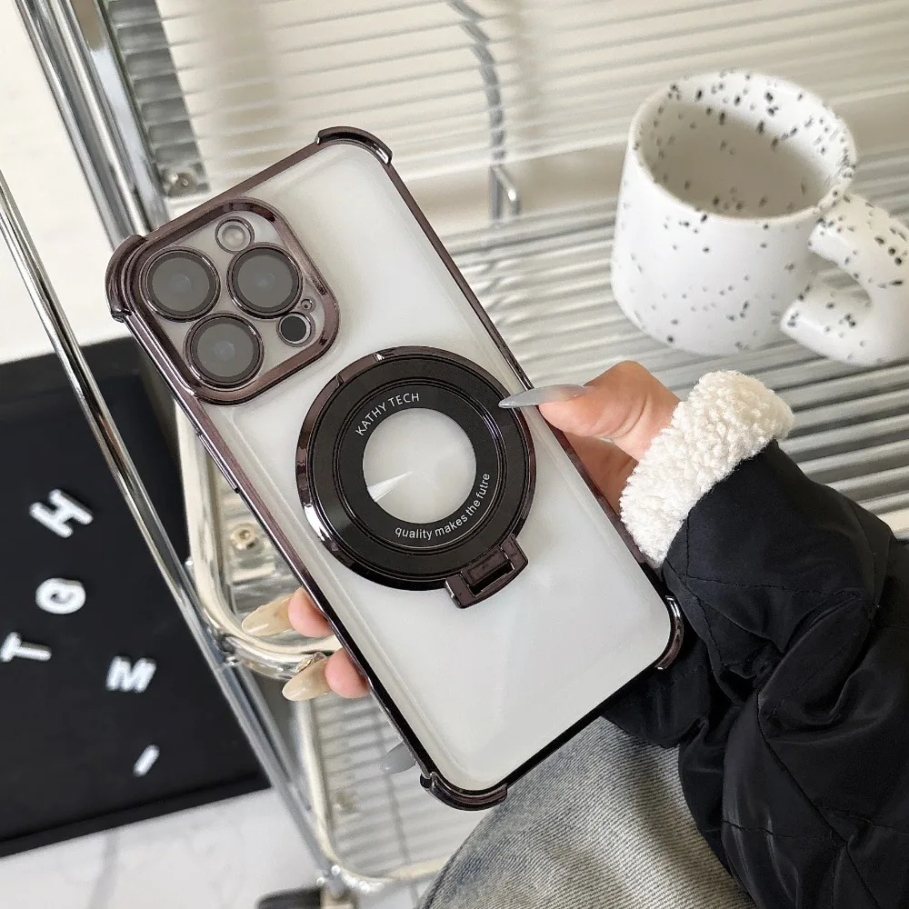 Fashion Plating Kickstand Case with Holder Stand and Shockproof Bracket