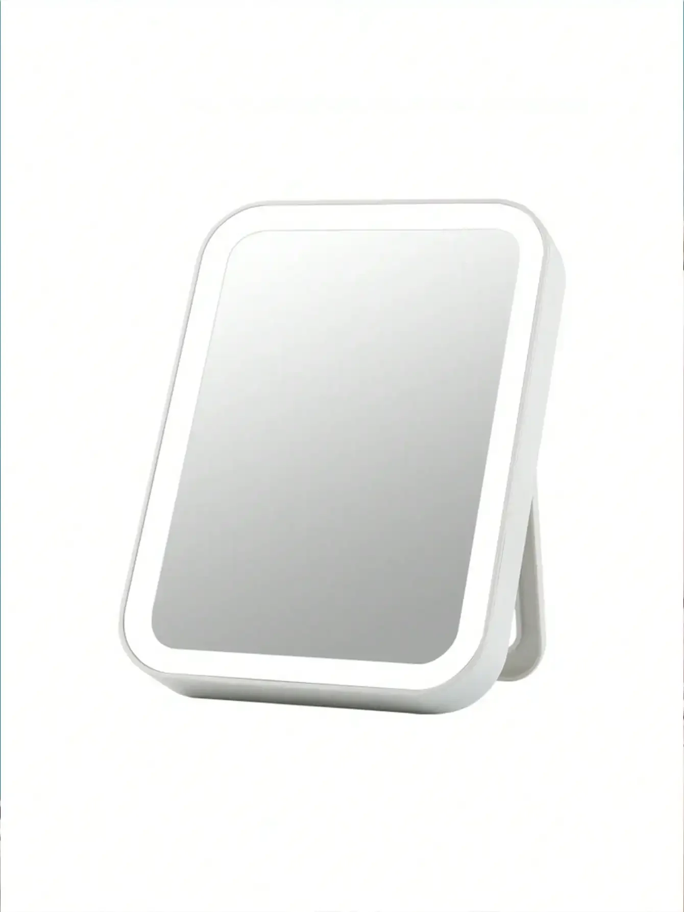 Makeup Mirror LED Portable Desktop Dormitory Makeup Mirror with Light Square Student Folding Mirror Powered by USB or 4 AA Dry Batteries