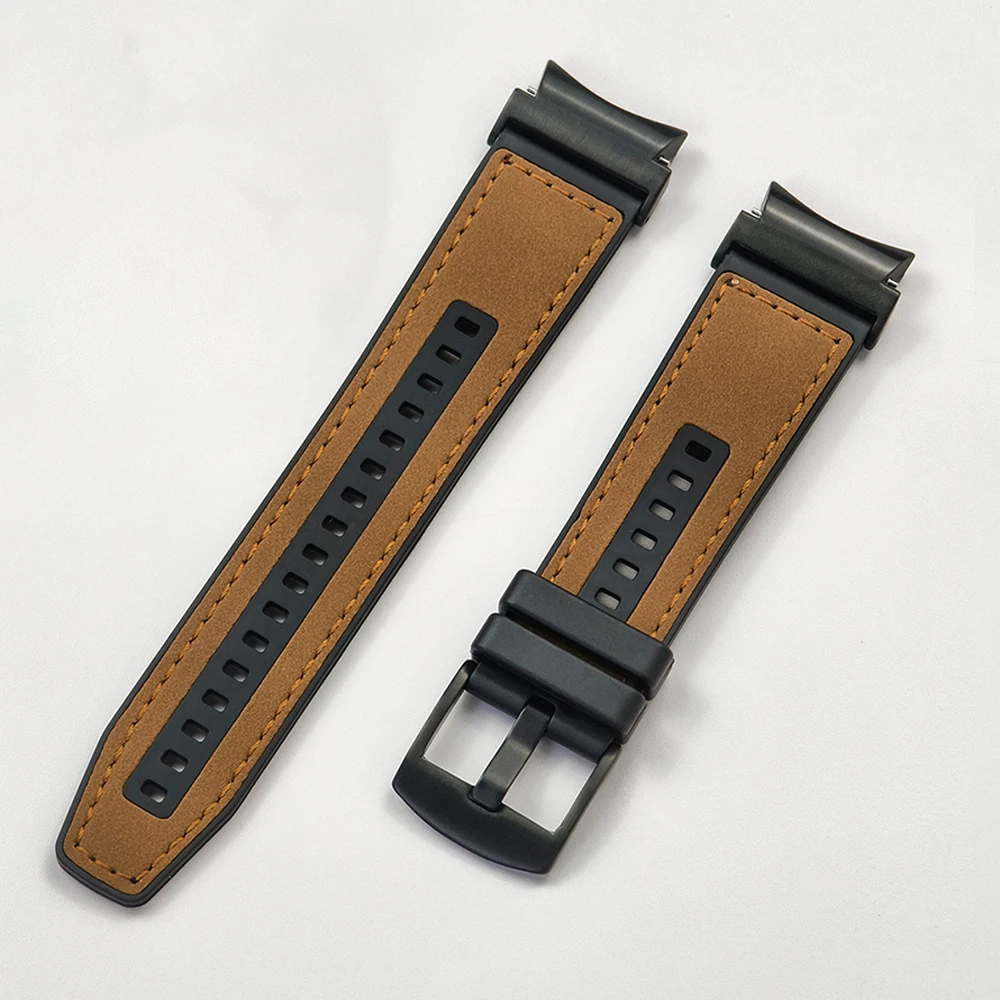 Premium Dual Material Strap for Smartwatches - Silicone & Leather Bracelet