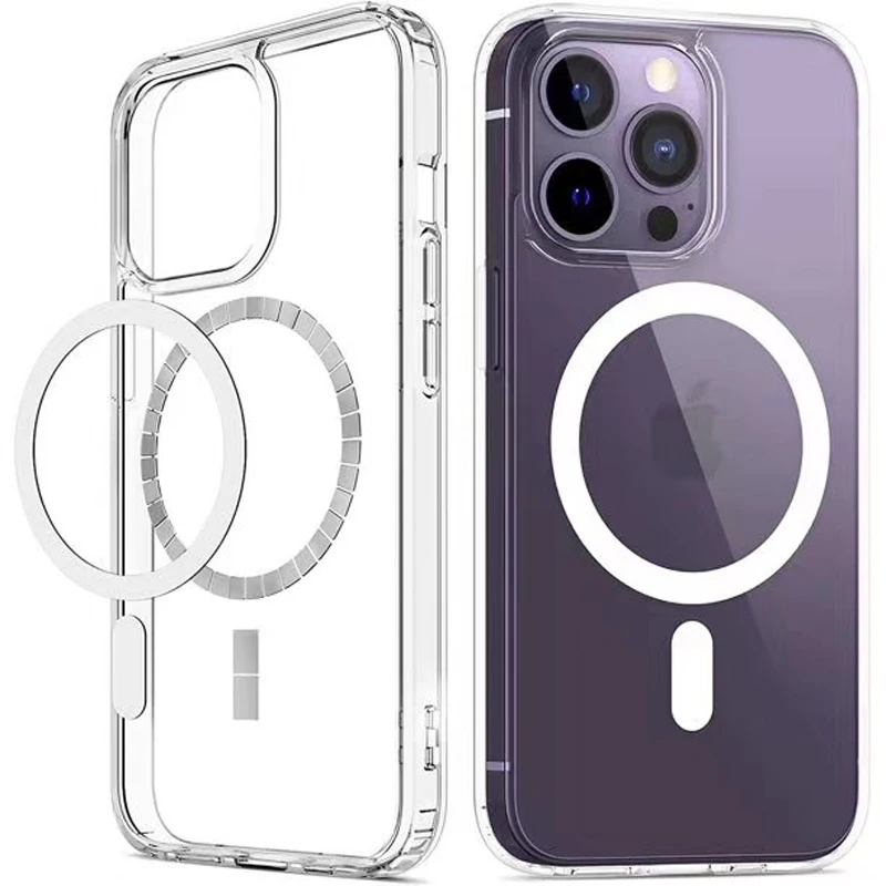

For Magsafe Magnetic Wireless Charging Case For iphone 12 13 14 Pro Max mini Clear Transparent Shockproof Cover