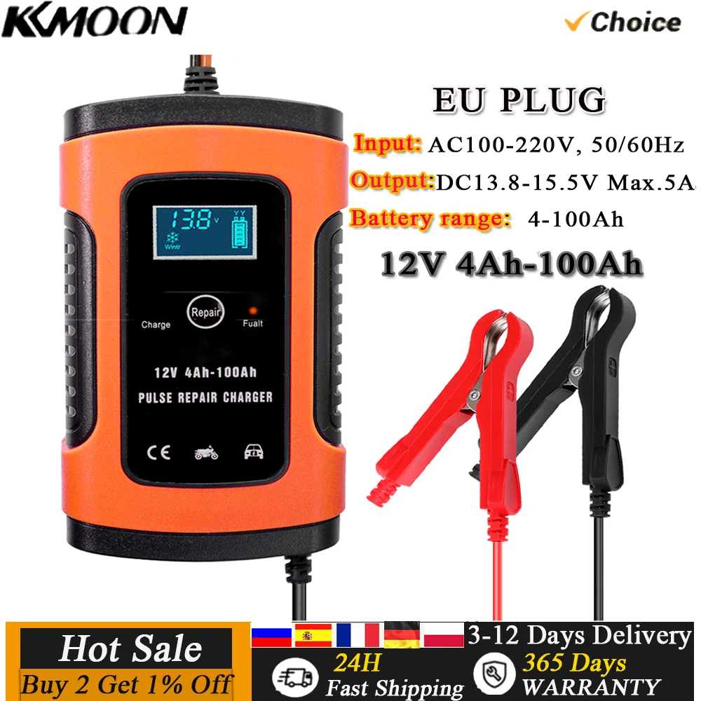 12V 6A LCD Smart Fast Car Battery Charger FOR AUTO MOTORCYCLE Lead-Acid AGM GEL Batteries Intelligent Charging 12 V Volt 6A lithium battery charger