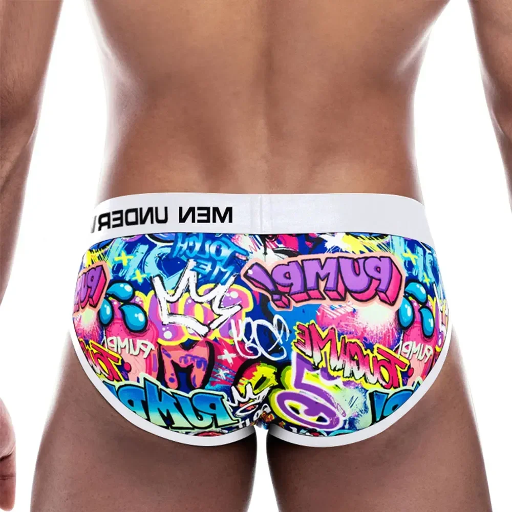 Sexy Men Underwear Funny Briefs Underpants Graffiti Panties Jockstrap Thongs Low Waist Butt Lifter Lingerie Male Boxers male lingerie male underwear