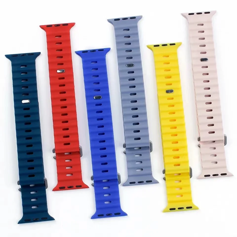 Bracelet en Silicone Souple et Respirant pour Apple Watch Ultra/2, dehors, iWatch 9 8 7 6 5 4 SE, 45mm, 41mm, 44mm, 42mm, 40mm, 49mm