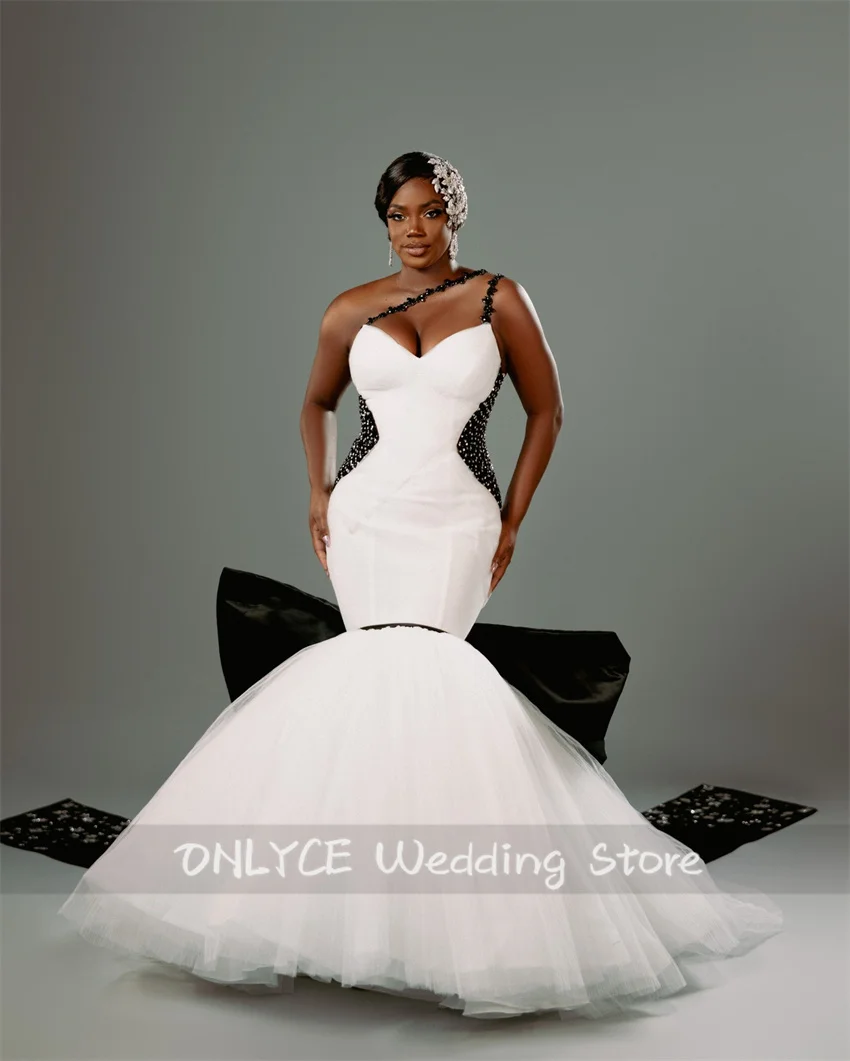 

New Aso Ebi 2024 Beaded Luxury Mermaid Wedding Dresses 2024 Bridal Gown Crystals Beads Puffy Vestido De Novia