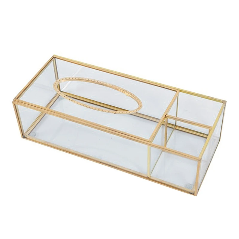 

Luxury Nordic Metal Glass Tissue Box Makeup Comestic Storage for Case Napkin Dispenser Holder Home Desktop