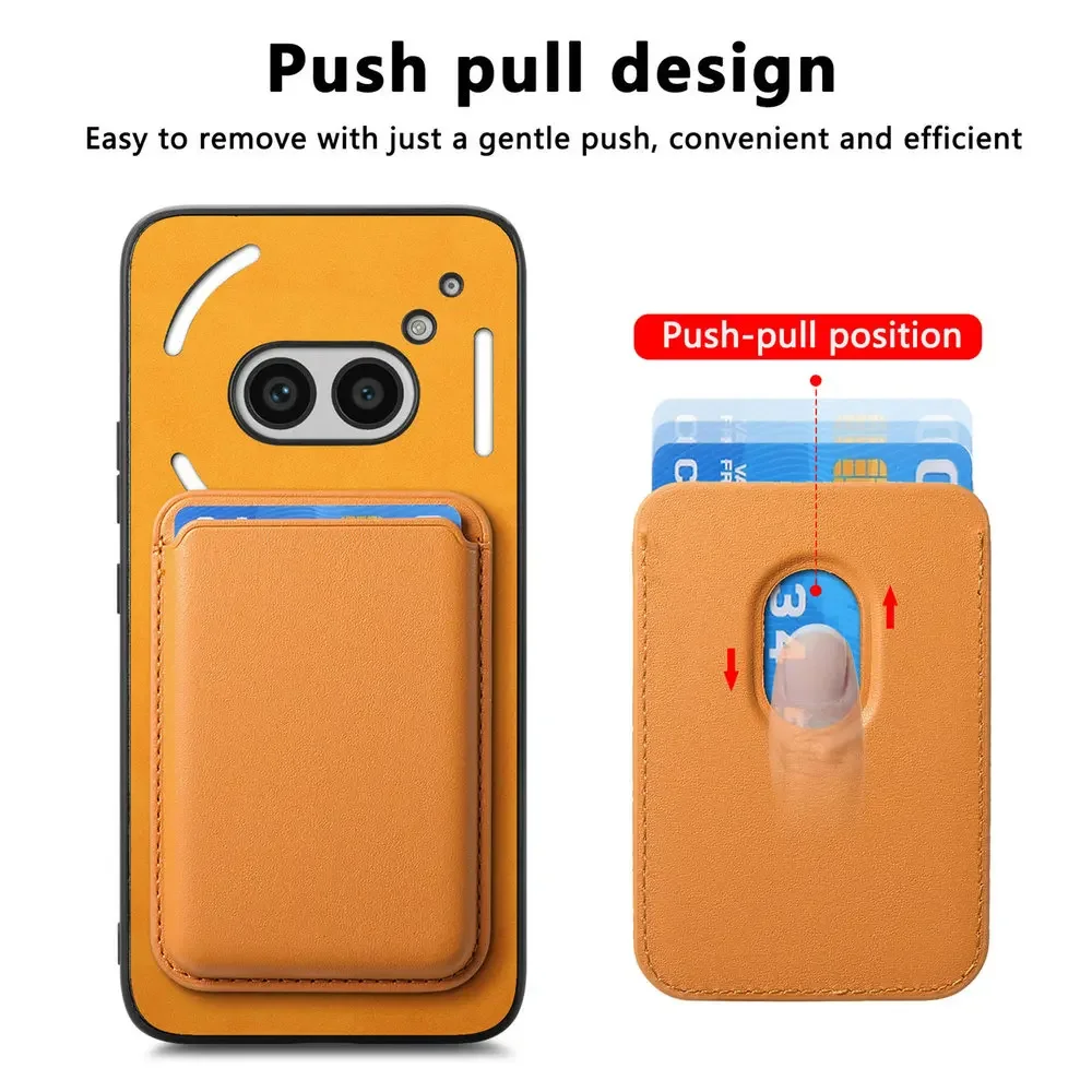 Leather Card Case with Detachable Magnetic Back Panel and Magsafe Compatibility