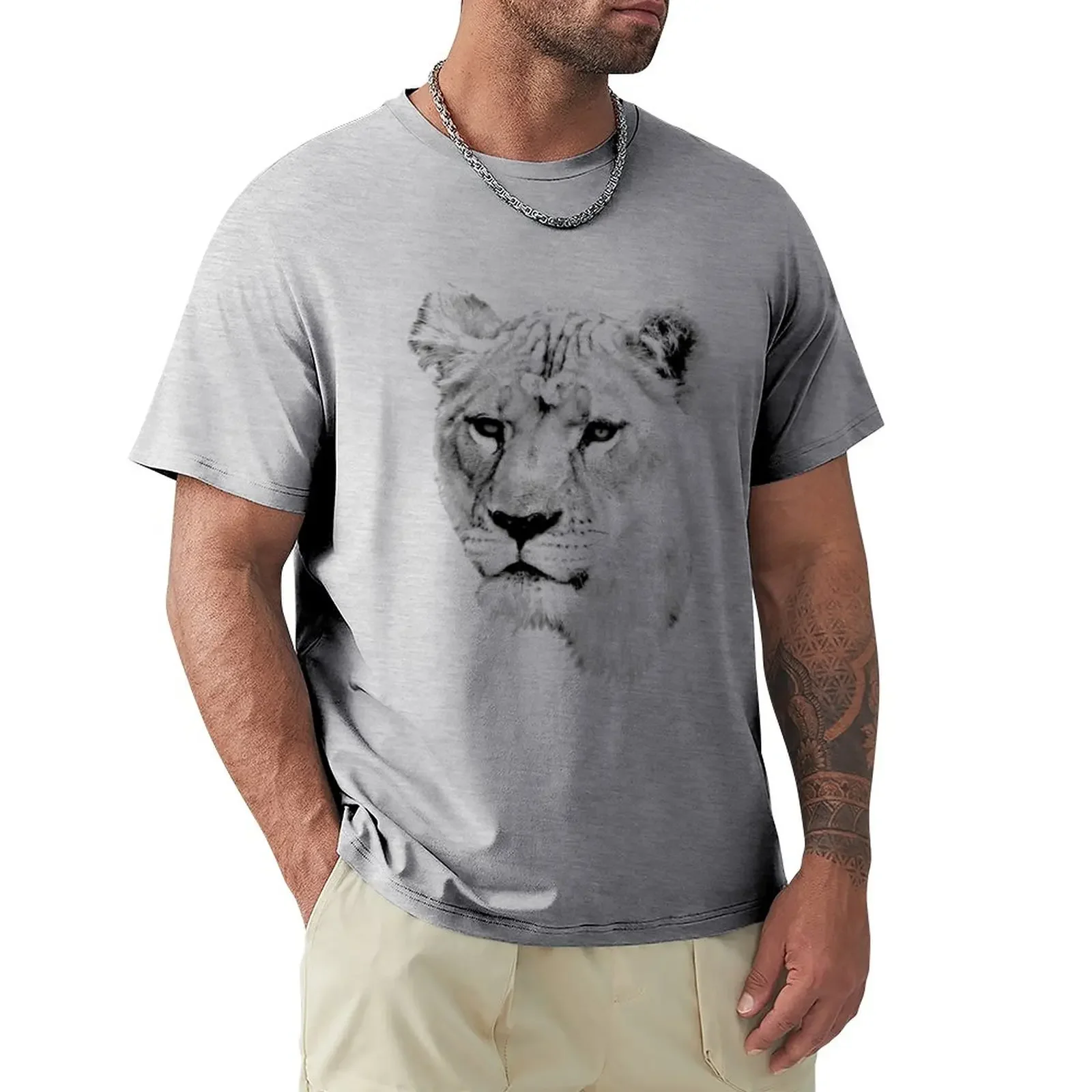 

Lioness. Female Lion. Digital Wildlife Engraving Image T-Shirt Short sleeve tee summer top big and tall t shirts for men