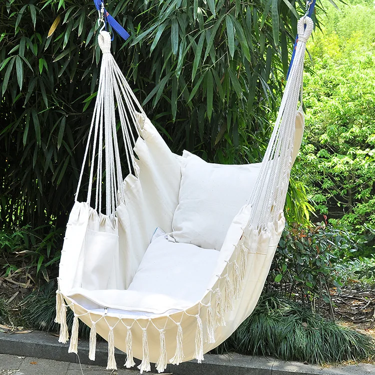

Indoor hammock Simple Nordic style outdoor furniture leisure tassel adult hanging hammock chair swing camp