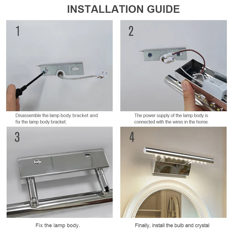 3W/5W/7W Aluminum & Stainless Steel LED Wall Lamp Warm White /White Light For Bathroom Mirror Cabinets Fixtures with Switch wall light,led wall lamp