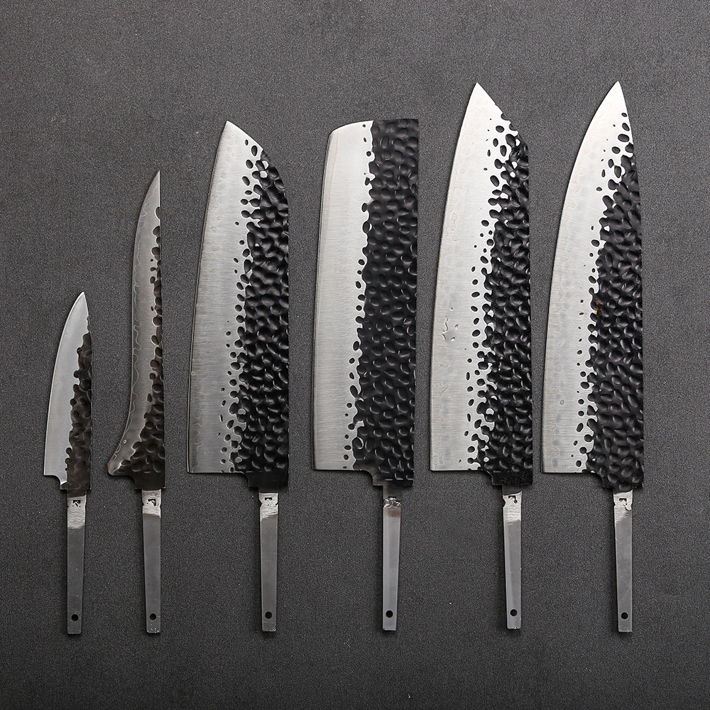 

Knife Blank DIY Customized 6 Pieces Kitchen Knife Set Blade Handmade Forging SANMAI Steel OEM/ODM Foundry Production Custom Logo