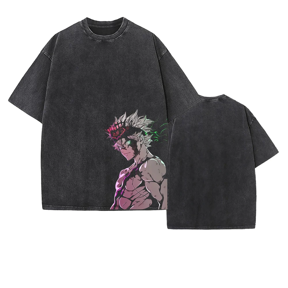 مانغا بلاك كلوفر أستا جرافيك تي شيرت خمر غسلها الم...