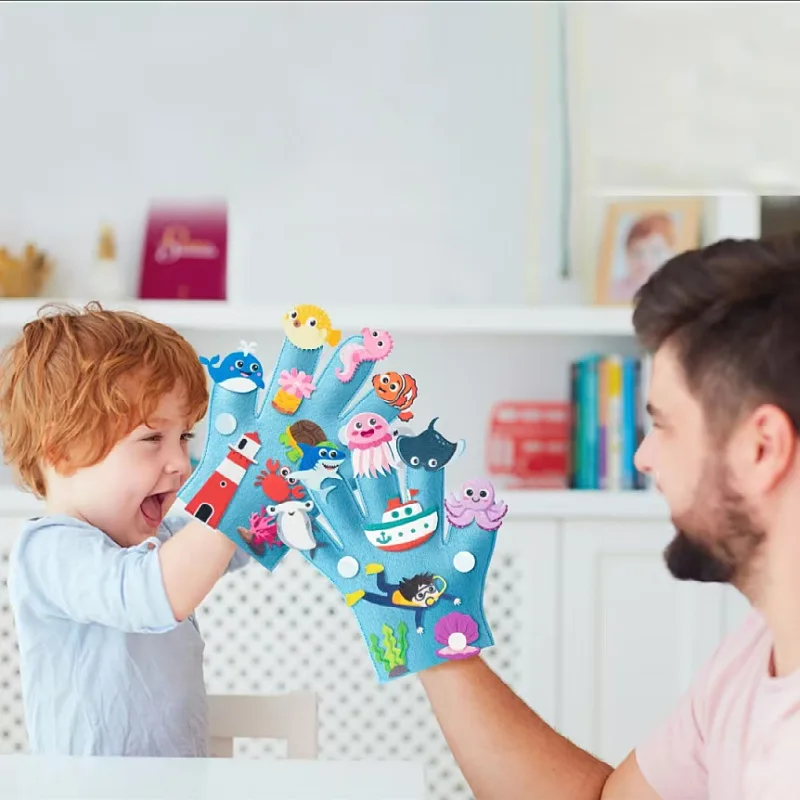 Baby Finger Puppets Set Montessori Parish Toys DIY Animal Storytelling Felt Gloves Didactic Material Hand Puppet Educational Toy 4