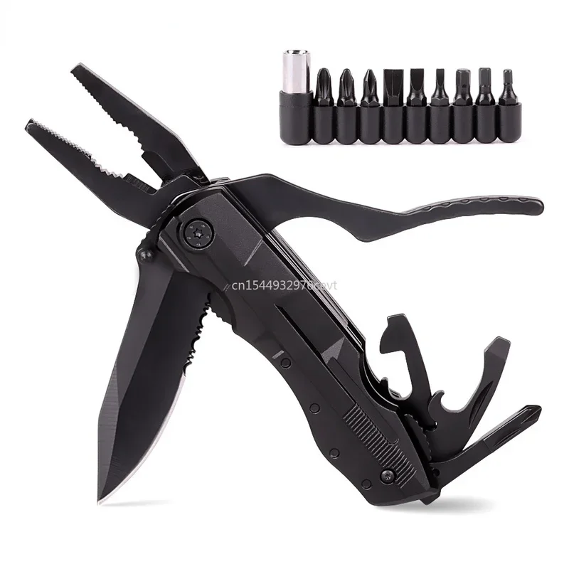 

Outdoor Survival Camping Tool Plier Hand Tools Folding Pliers Multitools Knife Screwdriver Set Bits Stainless Steel Portable