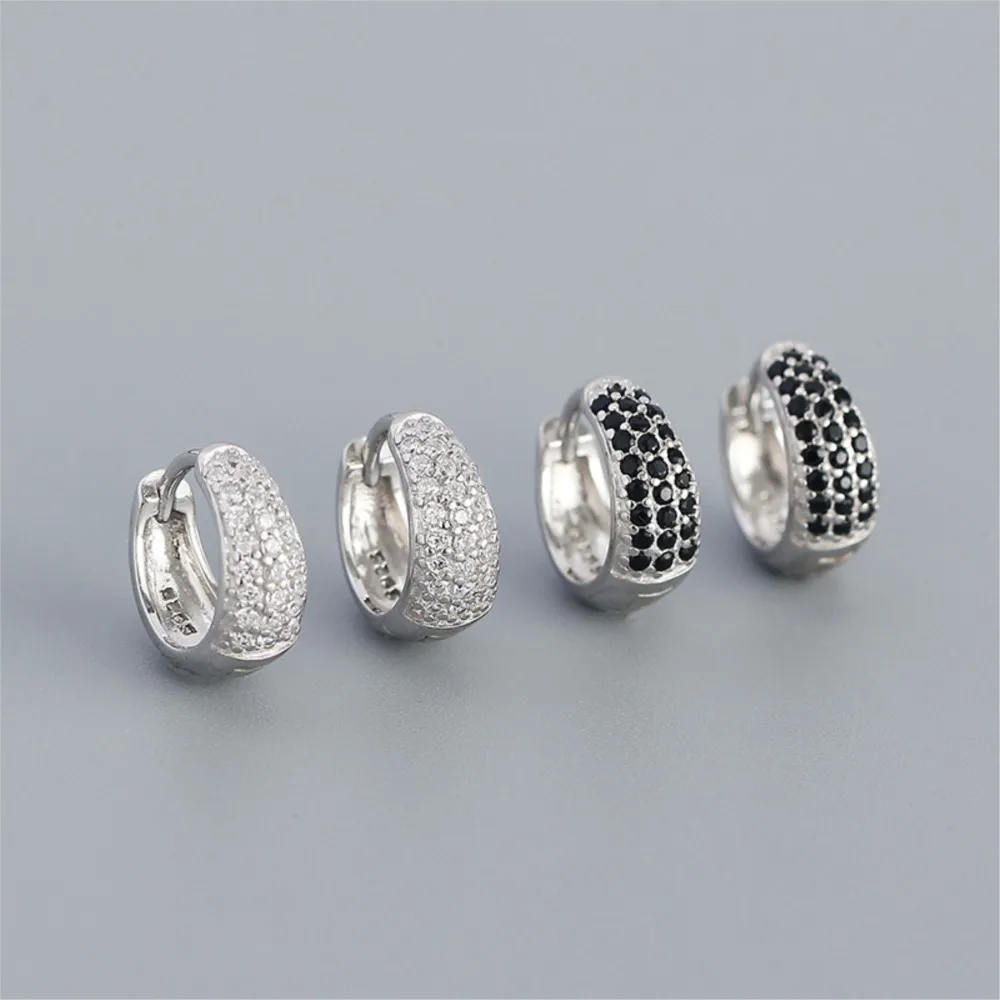 14K Gold Plated Full Zircon Round Hoop Earrings for Women White CZ Circle Ear Buckle Jewelry Accessories