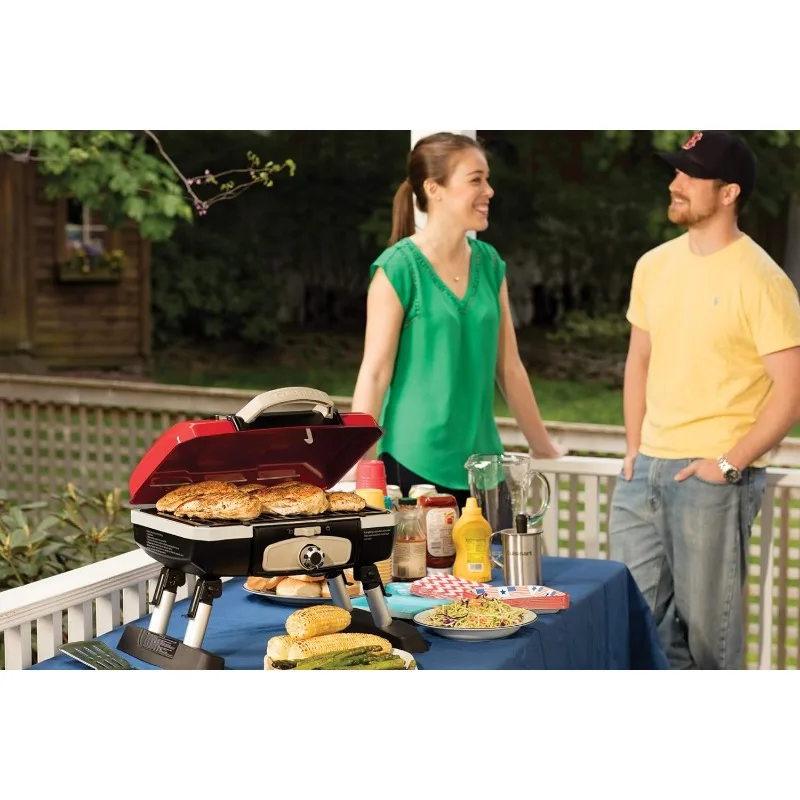 Cuisinart CGG-180T Petit Gourmet Portable Tabletop Propane Gas Grill, Red 17.6 x 18.6 x 11.8-Inch 5