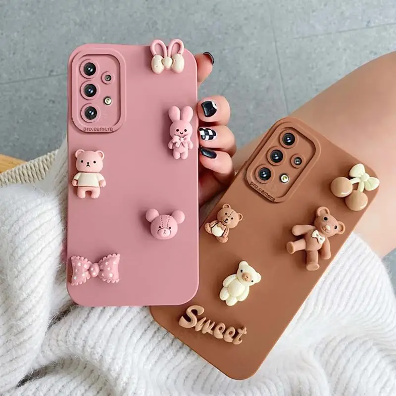 Cute 3D Bears Silicone Cartoon Back Cover