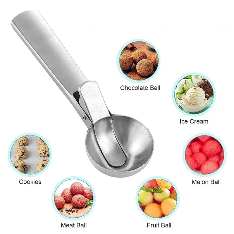 Ice Cream Scoops Dual-Purpose Scoop Fruit Watermelon Spoon Ball Scoop Stainless Steel Household Ice Cream Tools