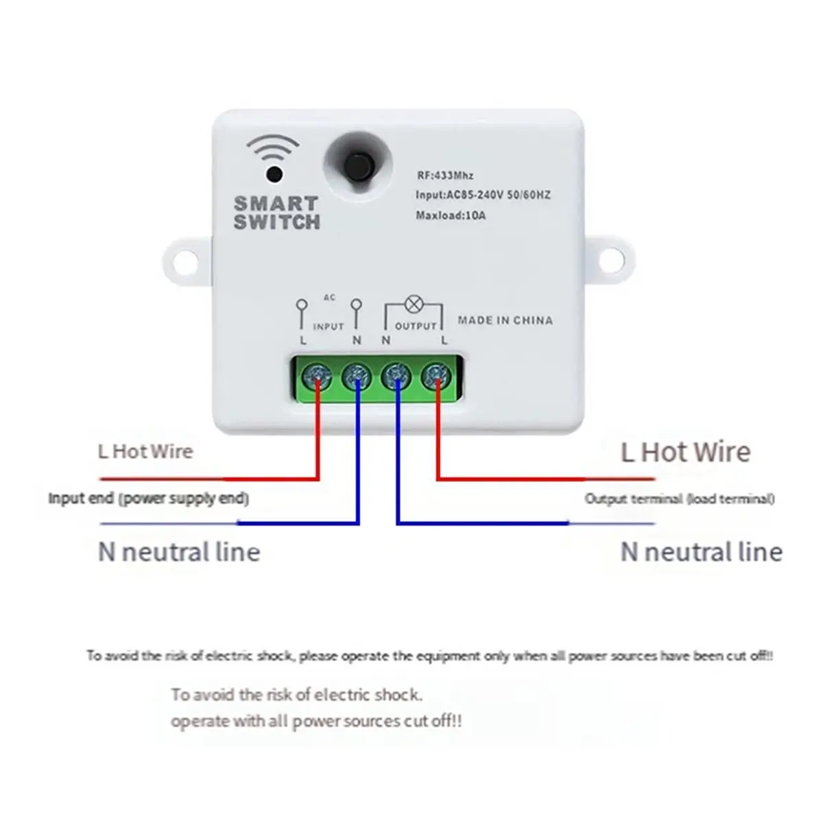 (ABGQ) 무선 원격 제어 스위치, 433MHz 220V AC 전원 공급 장치, 433MHz 수신 모듈, 학습형 리모컨용