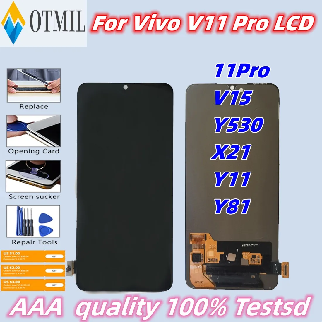 

OLED For Vivo V11 Pro LCD Display Touch Screen Digitizer Assembly For Vivo V11Pro V15 Y53 X21 Y11 Y81 lcd Repacement Parts