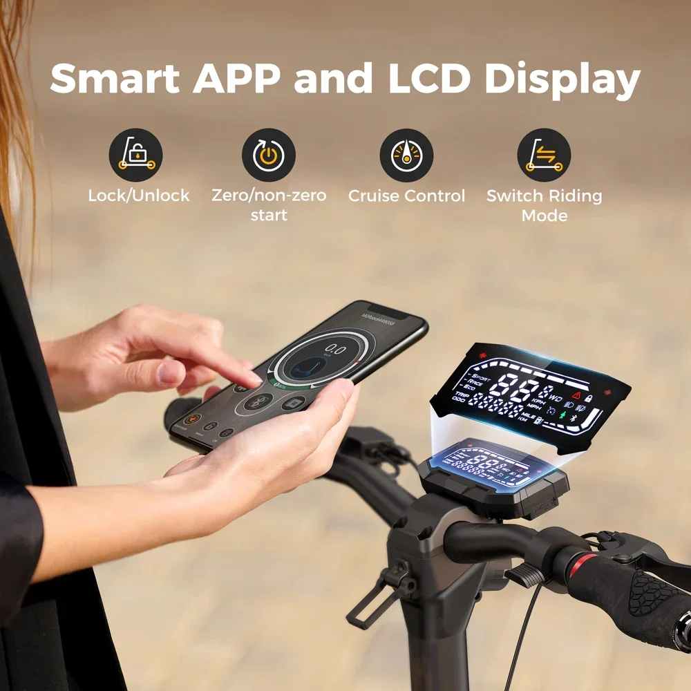 Monopattino Elettrico iScooter iX7 Pro, Batteria 48V 15.6Ah, Motore 2*1000W, Velocità 60Km/h, Autonomia Massima 50Km, Pneumatici da 10 Pollici - immagine 4