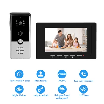 Visual Doorbell Home Wired Monitoring Intercom Villa High-Definition Intelligent Night Vision Electronic Access Control System 1