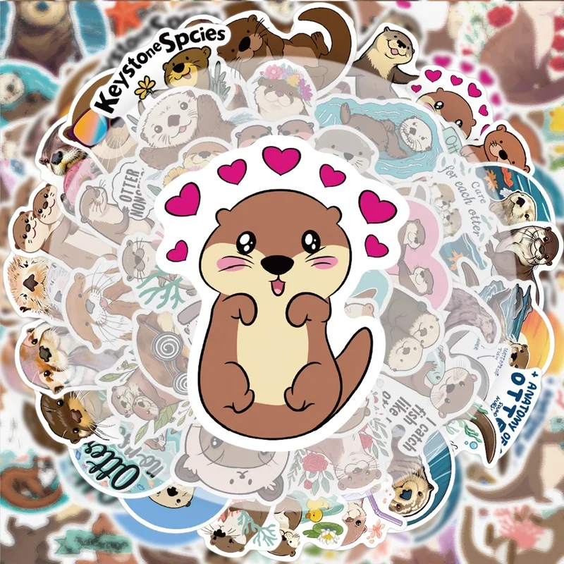Charming Otter Doodle Sticker Collection - Vibrant, Unique Designs