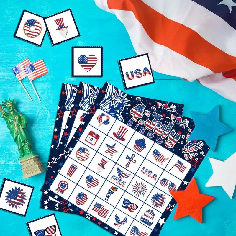 4th Of July Card Games Independence Day Patriotic Bingo Game Funny Card Game Party Supplies Multiplayer For Kids & Adults