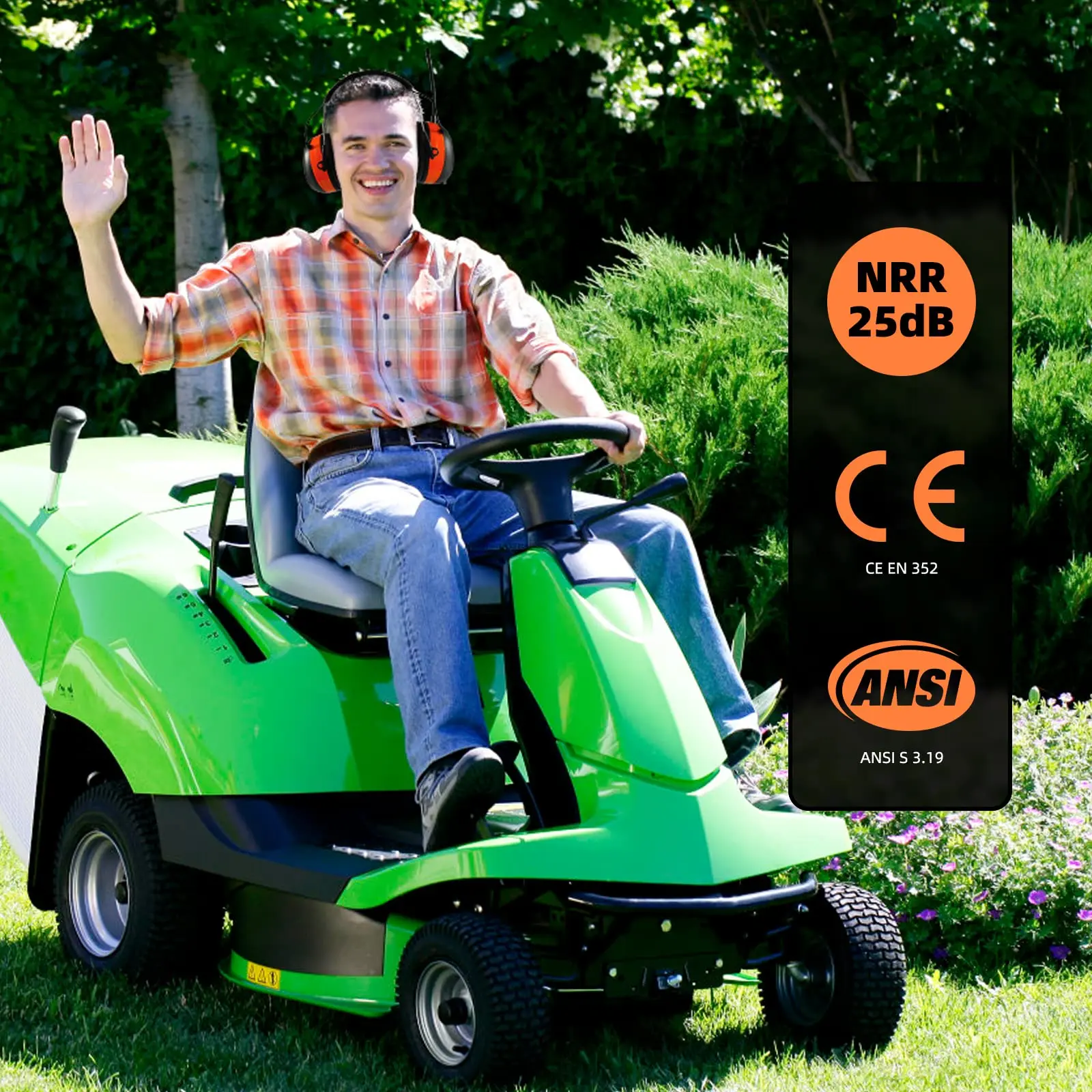 HOCAZOR Bluetooth Наушники AM / FM Radio Наушники Mowing Headset Шумоподавление наушники 25 дБ