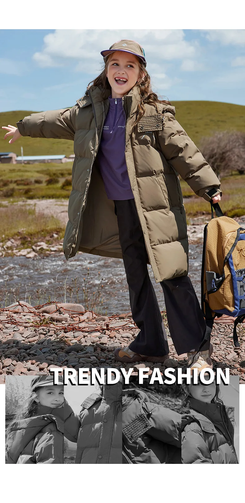 OLEKID 2025, Winter-Daunenjacke für Kinder, Mädchen, dick, warm, lang, Teenager-Mädchen, Jacke, Mantel, 5–12 Jahre, Kinder, Parka, Oberbekleidung, Mantel – Detail 6